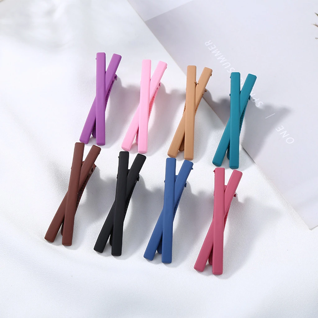 Girls Woman Barrettes Hair Clips Cross Side Candy Color Frosted Clip Liu Hai Clip Frosted Hairpin Children Accessorie 830
