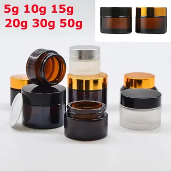 

1pcs x 5g 10g 15g 20g 30g 50g Empty Amber Clear Frosted Glass Jar Container Cosmetic Cream Lotion Powder Matte Pot Travel Bottle