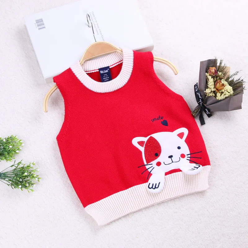 

2019 Hot Selling Embroidered CAT'S Paw Vest Childrenswear Girls Fine Yarn Thin Vest Sleeveless Children