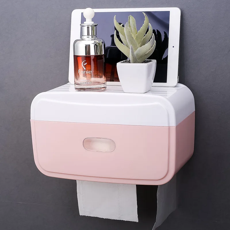 Multifunctional simple toilet wall-mounted paper towel box non-punching water-proof roll tube | Дом и сад