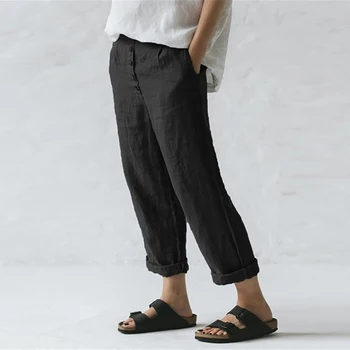 

Women's Pants Casual Elastic Waist Pants Solid Color Baggy Harem Loose Trousers Breathable Fashion Summer Pants Female Lady New