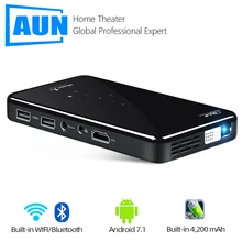 AUN MINI Máy Chiếu Di Động X2 2G + 16G Điều Khiển Giọng Nói Android 7.1 5G WIFI Pin Túi 3D video Beamer Cho 1080P Nhà Điện Ảnh