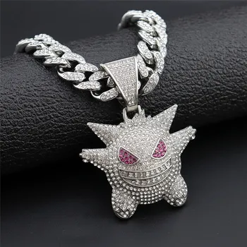 

Men'S Hip Hop Iced Out Gengar Pendant Necklaces Pave Bling Rhinestone Fashion Hiphop Designer Necklace Charm Jewelry Gifts
