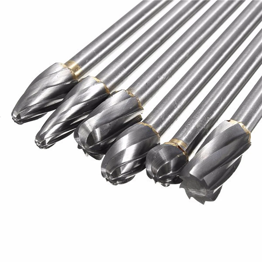 

6pcs 6mm Shank Tungsten Carbide Rotary Files Burr Set Point Burrs Die Grinder Aluminum 10mm Head