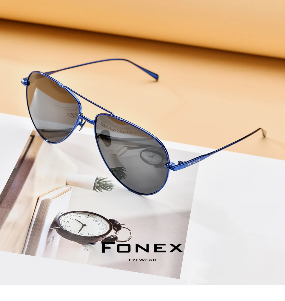 FONEX мужские солнцезащитные очки из чистого титана, поляризационные солнцезащитные очки для мужчин, новинка, для вождения, для улицы, авиадор, UV400, 8507
