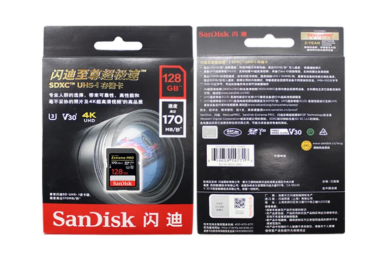 Оригинальная sd-карта SanDisk Extreme Pro, 256 ГБ, 128 ГБ, высокая скорость, 95 м/с, класс 10, U3, UHS-I, 64 ГБ, 32 ГБ, карта памяти для камеры