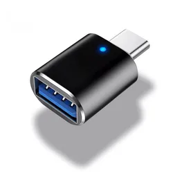 Universal USB-C to USB 3.0 OTG Adapter with LED Light (Black)