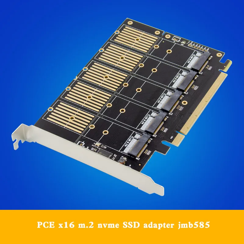 

PCIe x16 m.2 key B nvme SSD expansion card ngff SSD adapter card jmb585