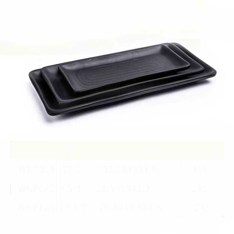 Black Frosted Melamine Japanese Sushi Barbecue Plate Imitation Porcelain Beef Plate Hot Pot Tableware
