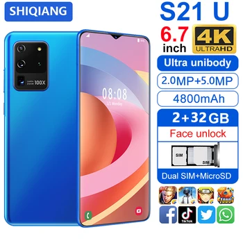 

Global version SOYES S21U 6.7Inch Mobile Phone Android 2+32GB Smartphone Face ID Unlock 2 Sim Card 4800mAh Take pictures Phone