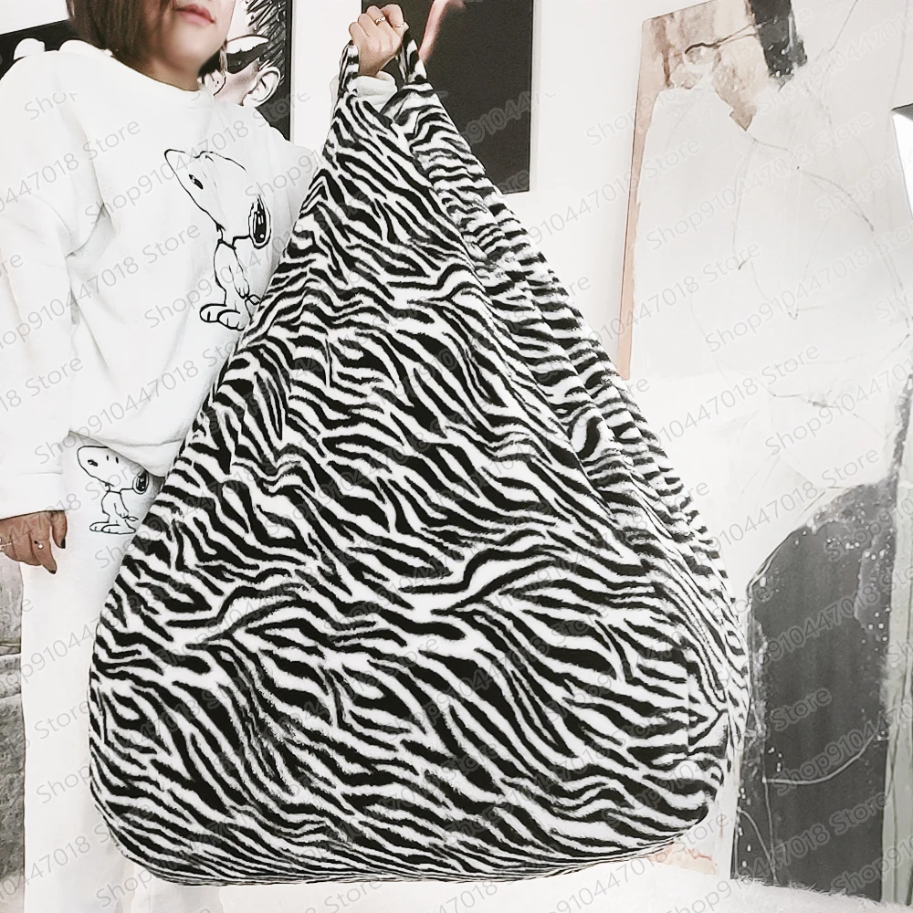 Dropshipping Adults Kids Cute Fluffy Zebra Fur Bean Bag Sofa Slipcover  Envelope No Filler Floor Seat Washable Big Beanbag Chair - AliExpress 1503, image size:1000x1000