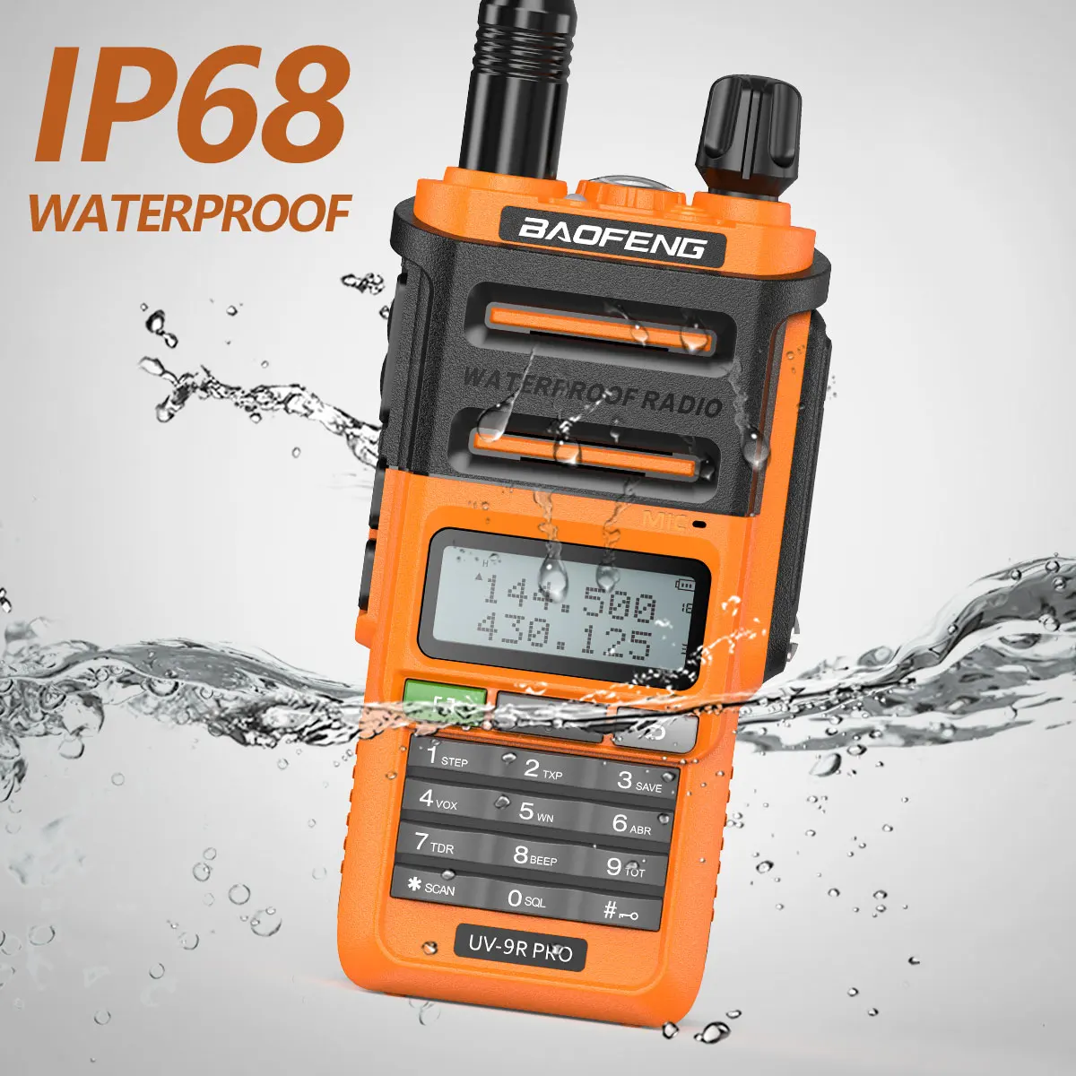 Baofeng UV-9R PRO Waterproof IP68 Dual Band 136-174/400-520MHz радиоприемник улучшенного стандарта
