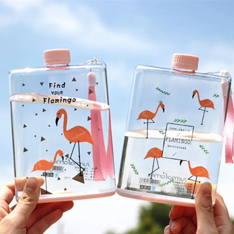 

300ML Flamigo Book Paper Bottles Flat Water Bottle Clear Paper Flask Notebook Water Bottle Flat Drinks Kettle for Outdoor Sports
