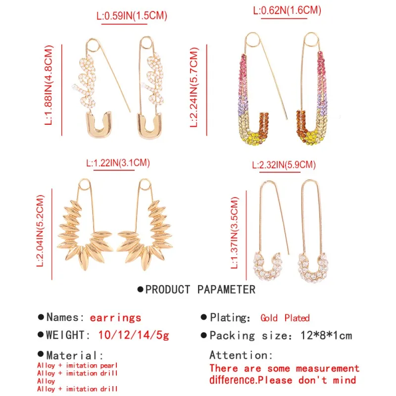 Unique Design Safety Pin Earring For Women Punk Body Piercing Earrings Simulated Pearl Crystal Drop Earrings Letter Accessories Drop Earrings Aliexpress