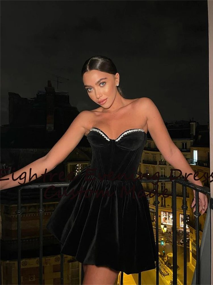 2022 Modern Black Sleeveless Velour Evening Dresses Formal Club Party Prom Gowns Dress Robe de soiree Vestidos de festa plus size evening wear