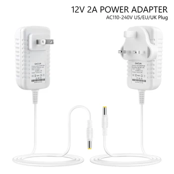 

White AC 110V-240V TO DC 12V 2A Power Supply Adapter US EU UK Plug 5.5x2.1mm Connector For 5050 3528 Strip LED CCTV Camera