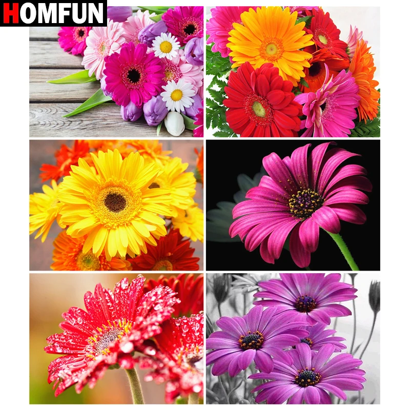 

Алмазная живопись HOMFUN, вышивка крестиком «Цветочный пейзаж», полноразмерная, круглая, для творчества, 5d, стразы