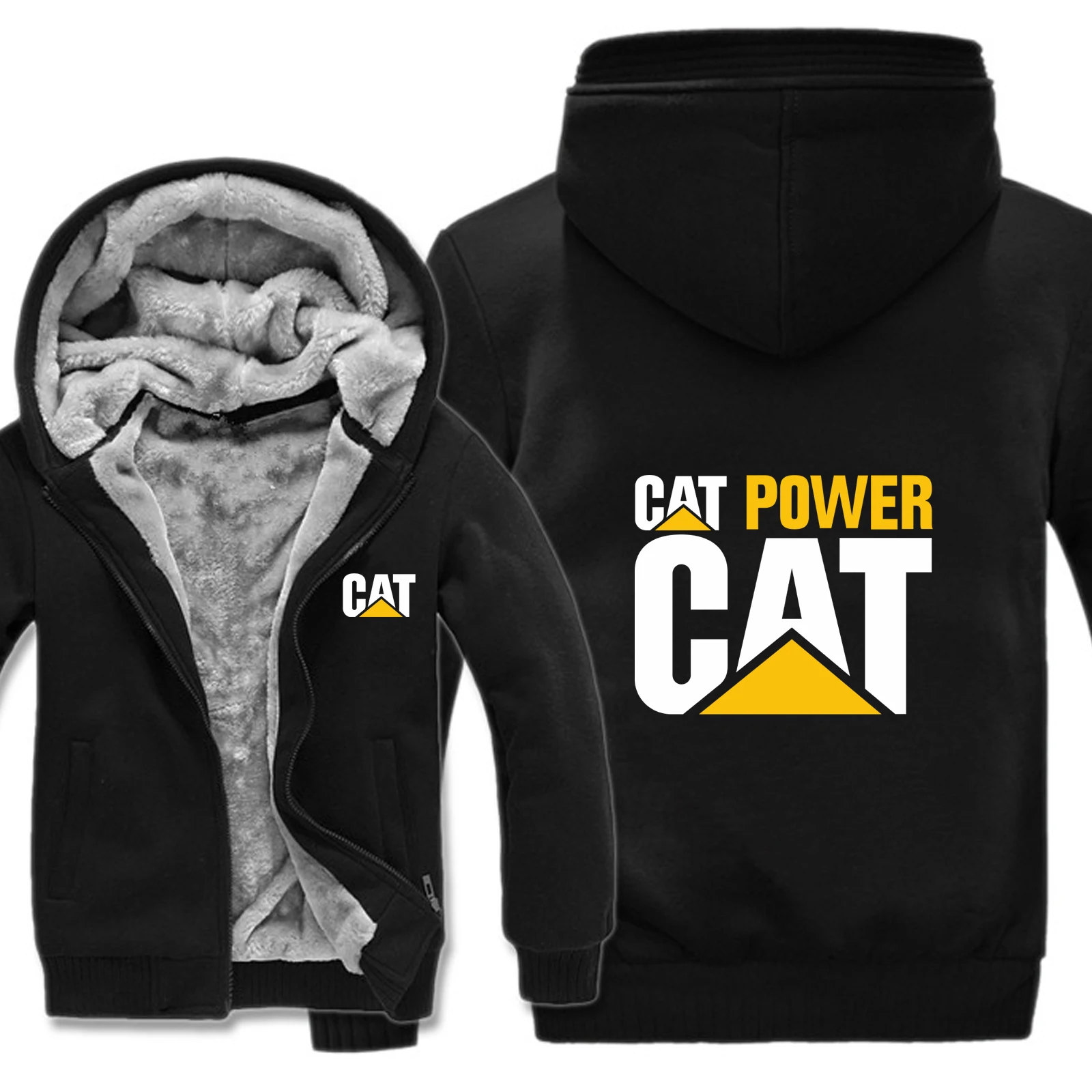 

Cat Caterpillar Hoodies Men Coat Thicken Wool Liner Fleece Caterpillar Sweatshirts Pullover
