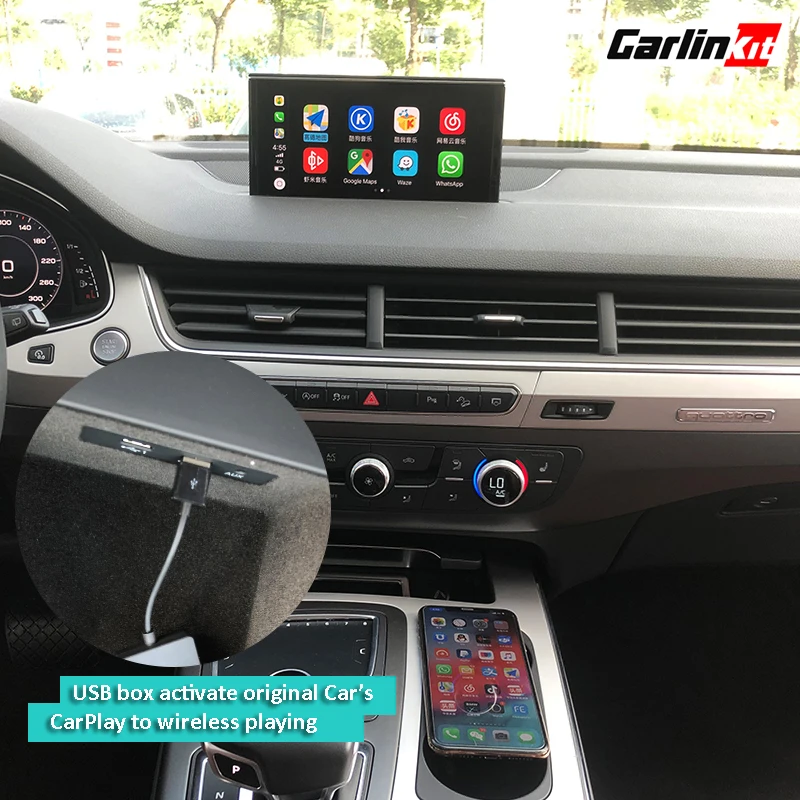 Адаптер Carlinkit для проводного и беспроводного активатора Audi A3 A4 A5 A6 A7 Q7 Q2 R8 Q5 MMI 2017