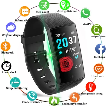 

BINSSAW Sport 1.14 Screen Smart Band Fitness Activity Watch Blood Pressure Sleep Tracker Smartwatch Alarm Clock for IOS Android