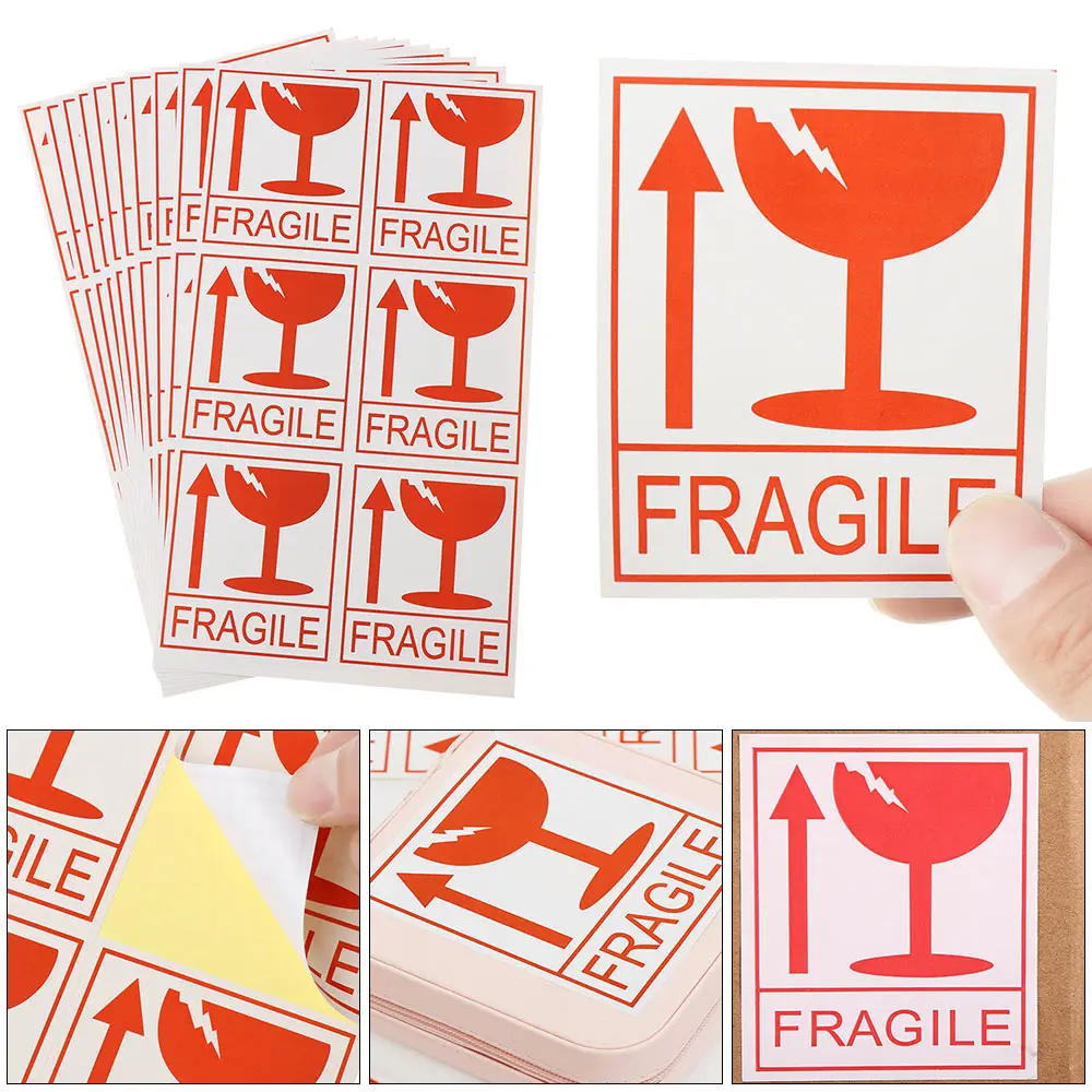 60pcs/lot Fragile Warning Label Sticker Hazard Warning Sign Handle With Care Keep Express Label Adhesive Special Tag Parcel Mark