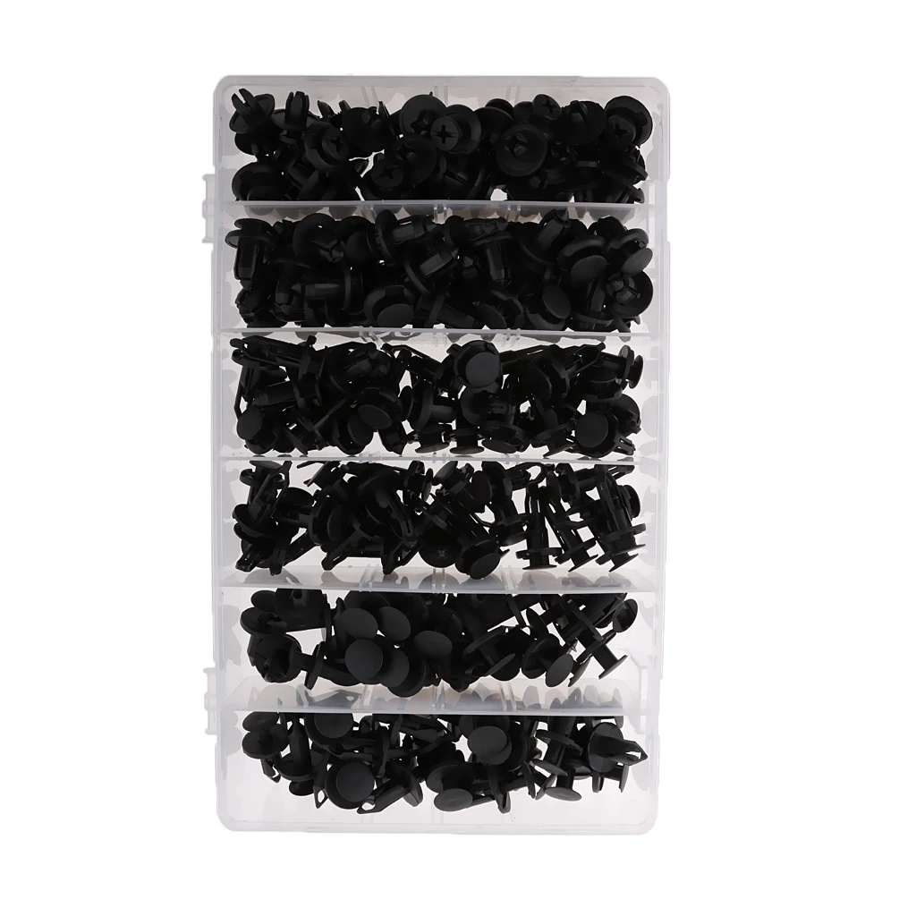 200 Piece Universal Replacement Black Nylon Fastener Set for Car Door Trim Fender Bumper