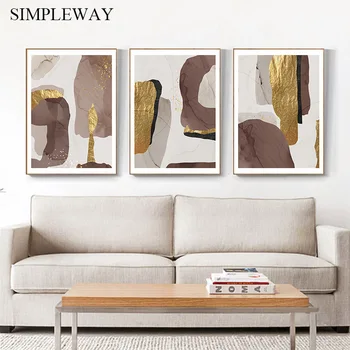 

Golden Abstract Shape Canvas Poster Geometric Modern Art Print Wall Painting Decorative Picture Contemporary Living Room Decor
