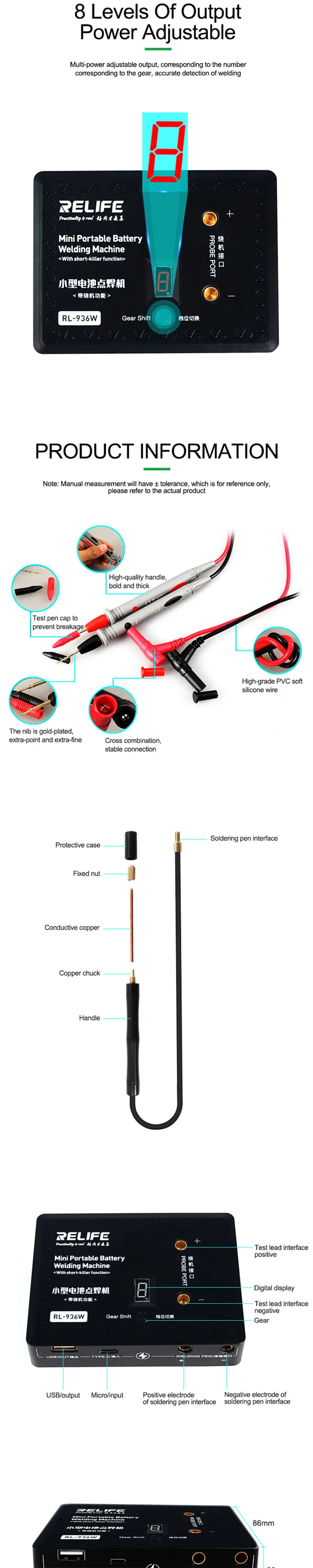 New Portable 936W Spot Welder Spot Welding Machine Short Circuit Detection For 18650 Battery Mobile Phone Batteries Repair Tool hot air station