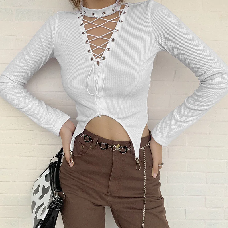 

women's Pullover Autumn and winter solid color slim-fit fashion strapless long-sleeved drawstring slim all-match top clothes
