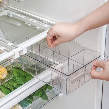 

Refrigerator Storage Box Plastic Transparent Drawer Organizer Bin Containers Food Pantry Freezer for Egg Vegetable Fruit