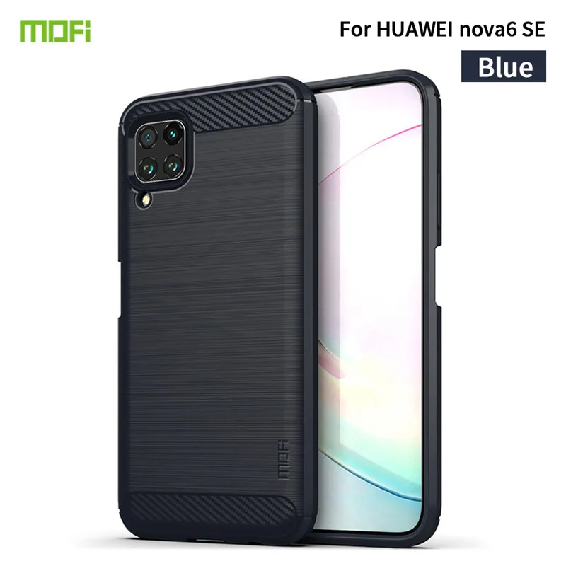 

MOFi Silicone Gel Case For Huawei Nova 6 SE Soft Phone Case For Huawei Nova 3 4 5 6 Carbon Fiber Case For Nova 5 5i Pro Shell