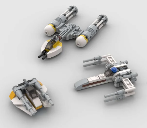 Interstellar small particle building block MOC mini version xwing ywing snow seeder spaceship combat assembly toy boy gift | Игрушки и
