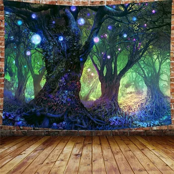 

Fantasy Forest TapestryPsychedelic Tree Theme Background Tapestry Magic Scenery Tapestry for Living Room Dorm Bedroom Home Decor