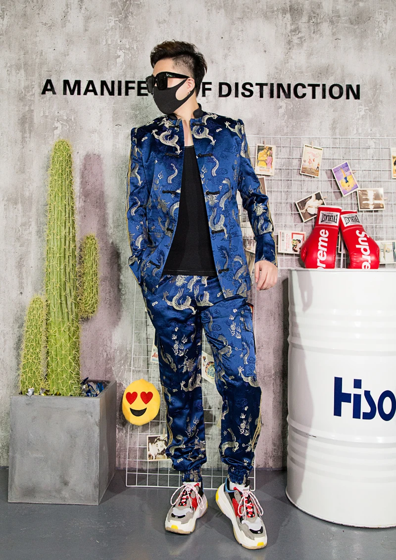 #Special Offers S-XL! Мужская одежда для выступлений певицы, мужская куртка с вышитым драконом для ночного клуба, сцены. #Special Offers S-XL! Мужская одежда для выступлений певицы, мужская куртка с вышитым драконом для ночного клуба, сцены.