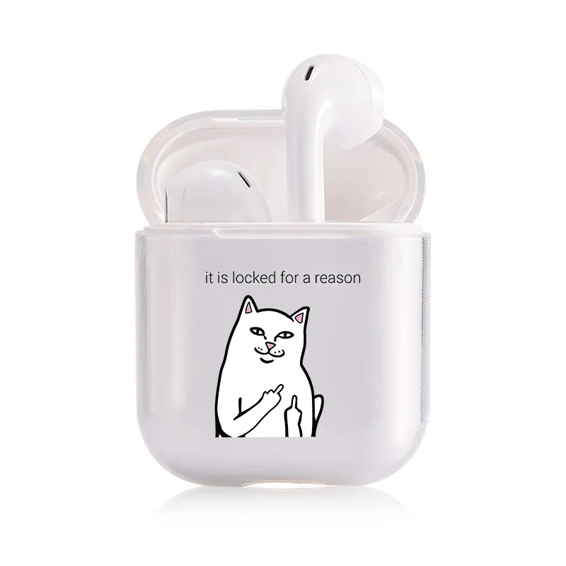 I300012 Мягкий чехол с мультяшным рисунком для AirPods милый чехол прозрачный силиконовый Bluetooth наушники защитный чехол для Apple Airpods 1/2 чехол Despise Cat - Цвет: I300012