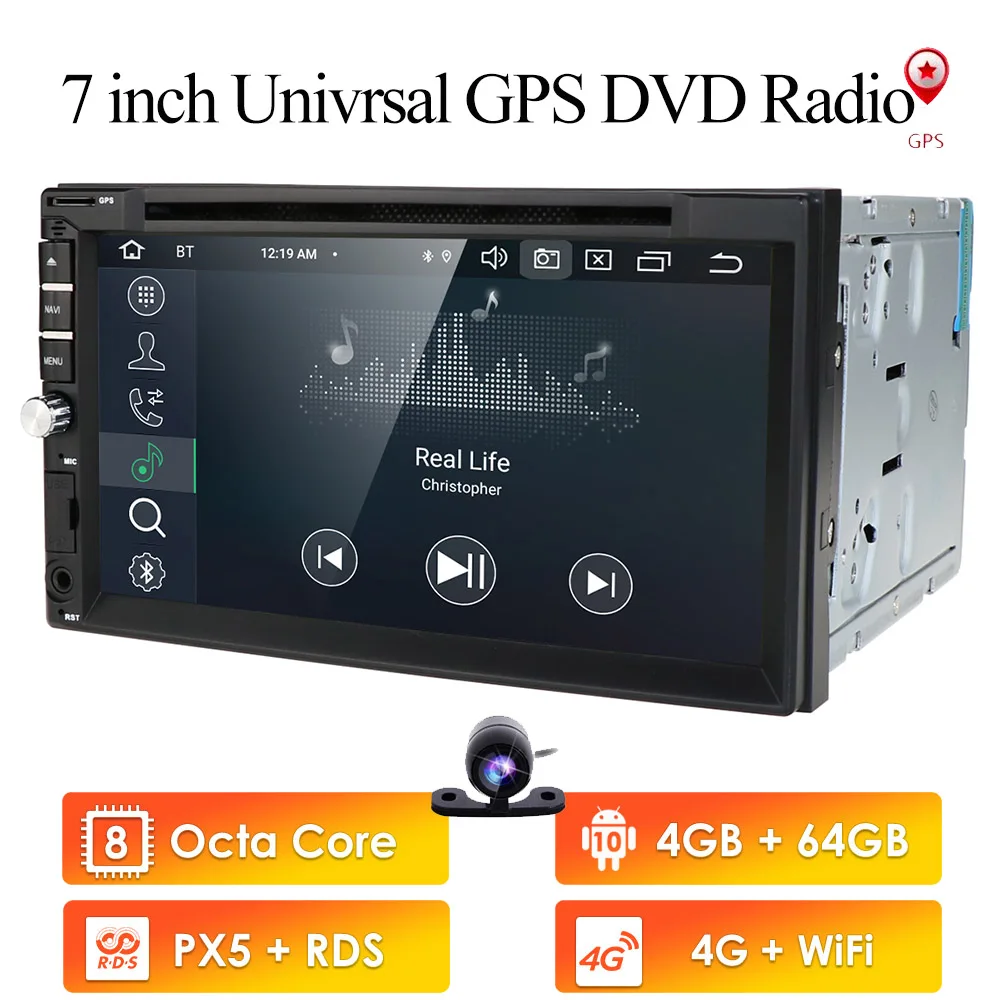 Автомагнитола 2DIN мультимедийный проигрыватель на Android 10 4 + 64 ГБ 1024*600 GPS Wi-Fi |