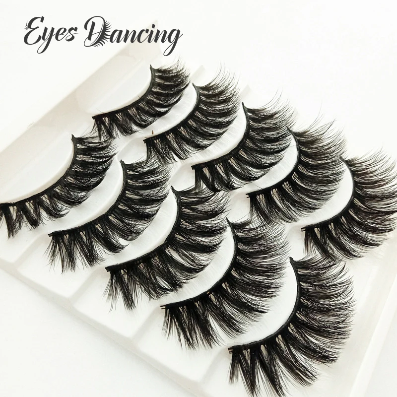 

Eyes Dancing 5Pairs 3D Faux Mink Lashes Long Cross Fake Eyelash Extension Tool Makeup Natrual Mink Eyelashes Wispy Hair Eye Lash