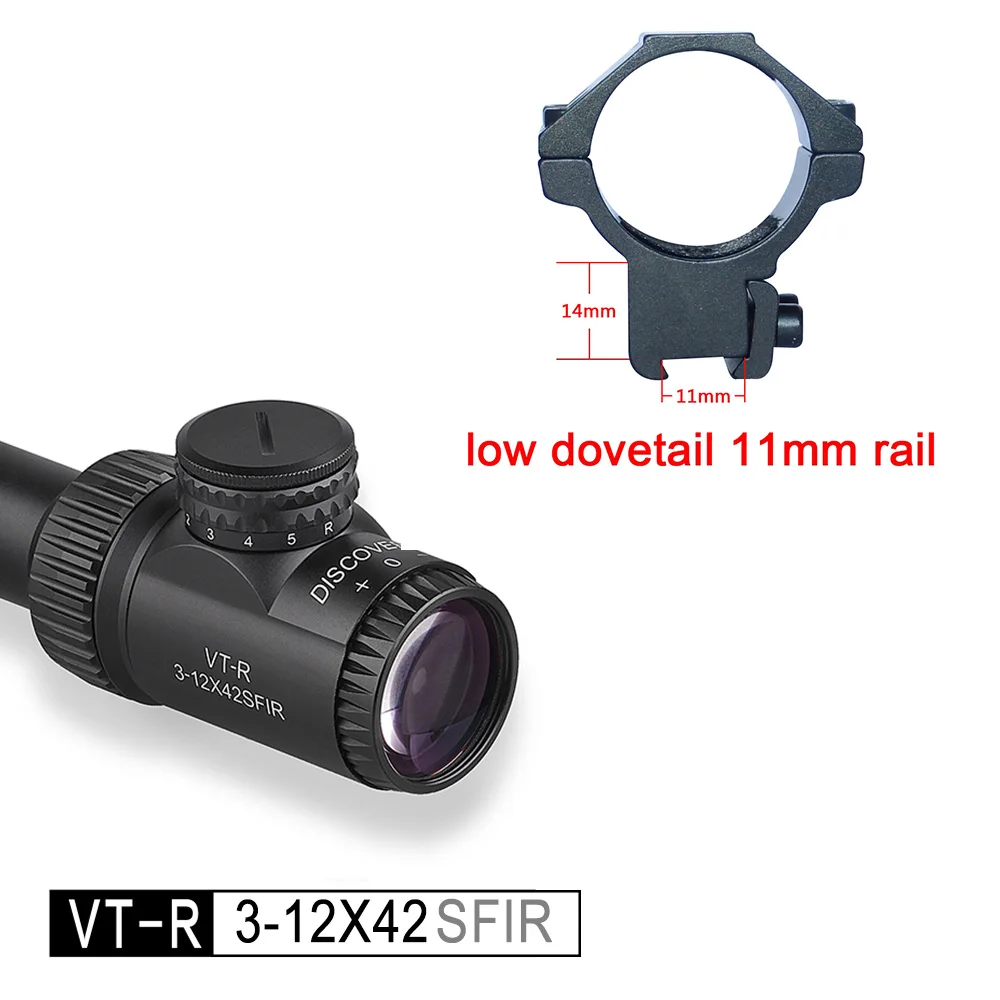 low dovetail 11mm Дискавери VT-R 3-12X42 SFIR прицел костюм охота и стрельба тактический прицел - Цвет: low dovetail 11mm