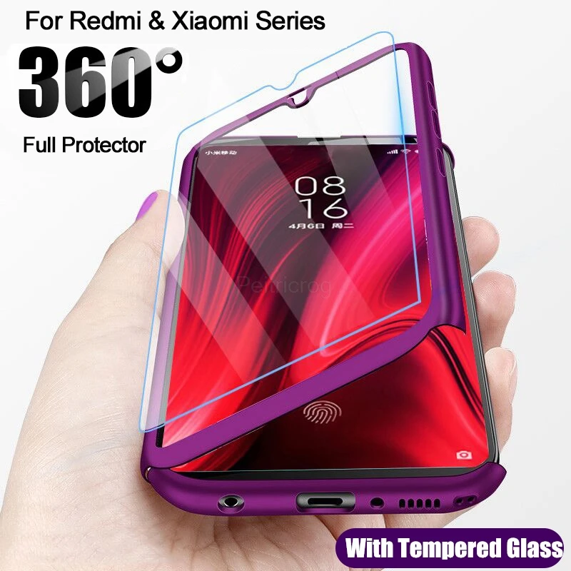 360 полный защитный чехол для Xiaomi Mi Note 10 A2 A3 Lite 9T POCO F1 F2 Pro стеклянный Redmi 9 8 7 9S 8T K30 |