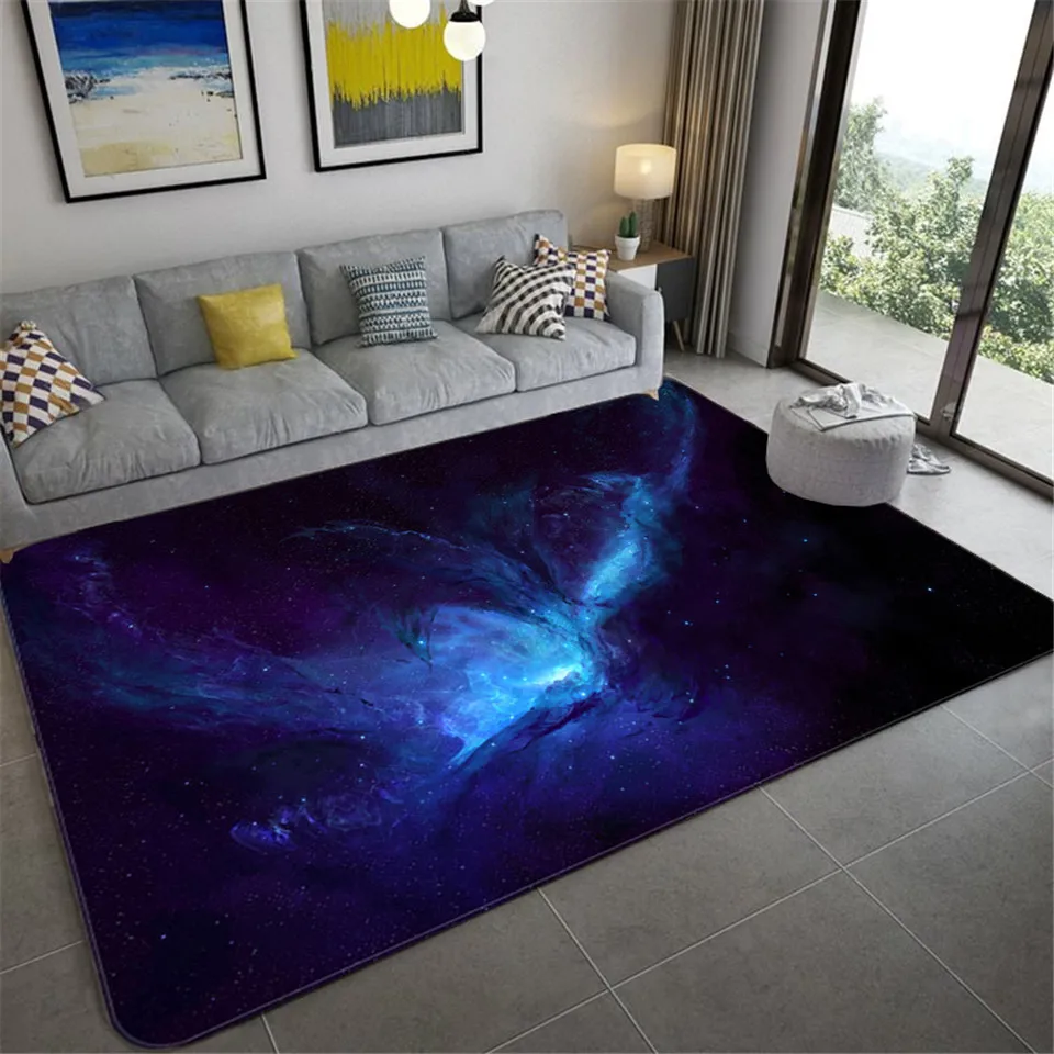 3D Blue Starry Sky Bedroom Mat