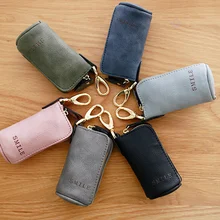 Бочкообразный модный кошелек для ключей Мини Keysmart переносной Кошелек для монет на молнии органайзер для ключей кожаный винтажный автомобильный брелок D987