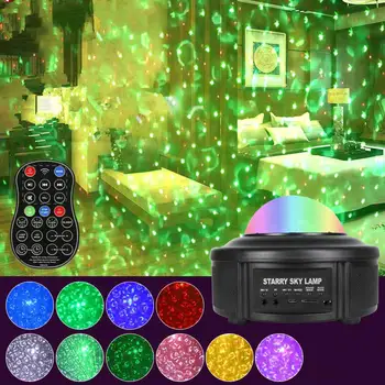 

Blueteeth Starry Sky Projector Light USB Voice Control Music Player LED Night Light with Remote Control Ocean Projection Lamp