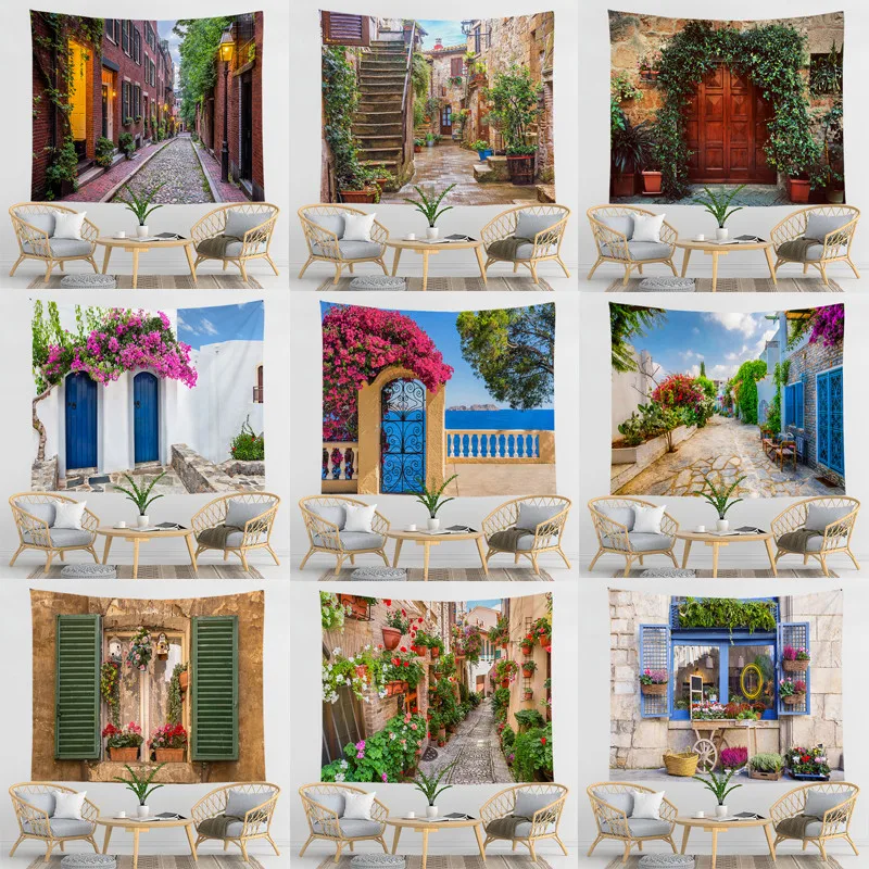 

Town Tapestry India Castle Architecture European Style Decoration Wall Tapestry Boho Decor Wall Hanging Room Bedroom Tapestry