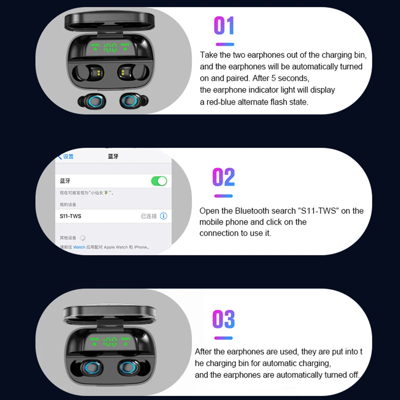 Wireless Headphone 8D Stereo Sports Waterproof Earbuds Headsets With Microphone TWS Bluetooth 5 0 Earphones 3500mAh Charging Box