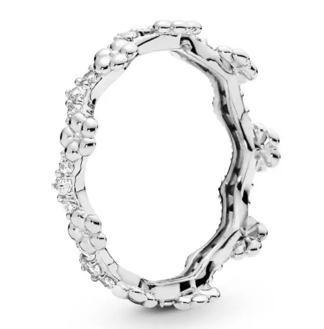 Оригинальное 925 пробы Серебряное кольцо Pan Flower Crown кольца с кристаллами для женщин свадебный подарок для вечеринки хорошее Европейское ювелирное изделие