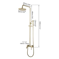 KEMAIDI Brushed Gold Shower Faucet In Wall 8" Stainless Steel Rainfall Bath Shower Set Swivel Bath Spout Bathroom Shower Column 2