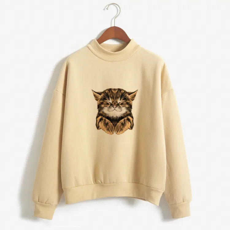 

5 Colors Winter KHAKI Hoodie Round Neck Long Sleeve Warm Sweatshirts Women Korean White Loose Hoodies Female Casual Coat Hoodie