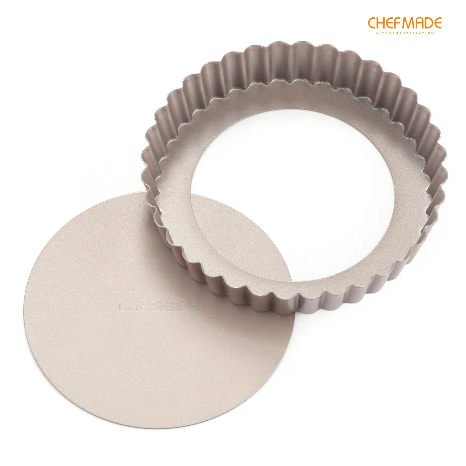 

CHEFMADE 7-Inch Tart Mold with Removable Bottom, Non-Stick Round Quiche Pie and Bread Pan,FDA for Kitchen Oven Baking