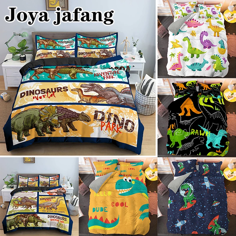 3D Print Cartoon Dinosaur Bedding Set Decorative Luxury Kids Like Comforter Cover with Pillow | Дом и сад