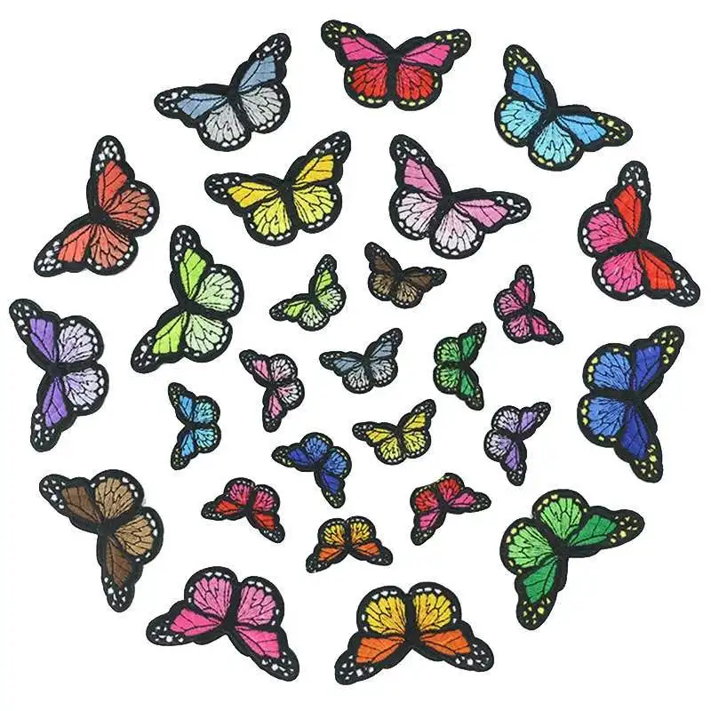 Термоклейкие нашивки с вышивкой в виде бабочки для одежды наклейки значки моющиеся сделай сам аксессуары